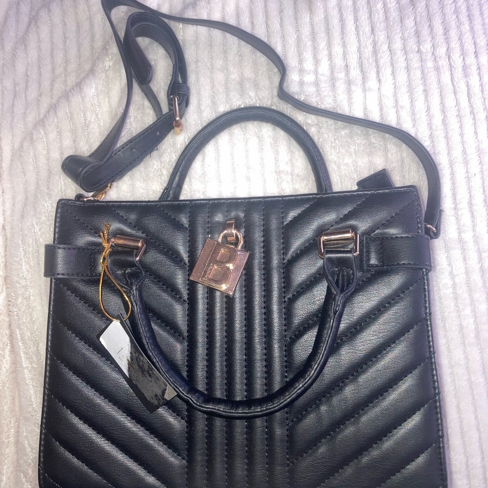 Bebe Elegant  Black Quilted Handbag NWT